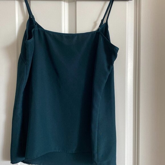 MASSIMO DUTTI CAMISOLE TOP HUNTER GREEN COLOUR ADJUSTABLE STRAPS SIZE 4 - Picture 1 of 3